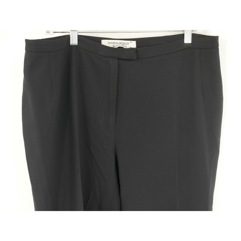 Marina Rinaldi Pants Black Crepe Straight Dress Work Made Italy Women's 23 36x32